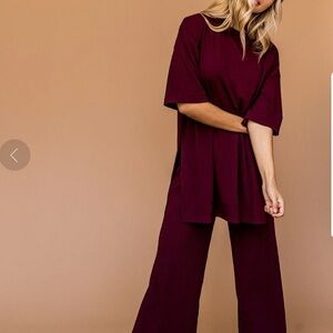 Lex Ribbed Playsuit in Wine